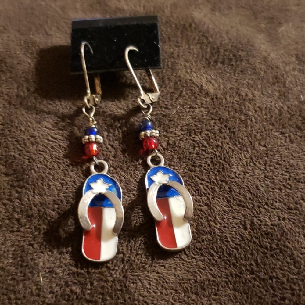 Red, White and Blue Flip Flop Earrings🧡